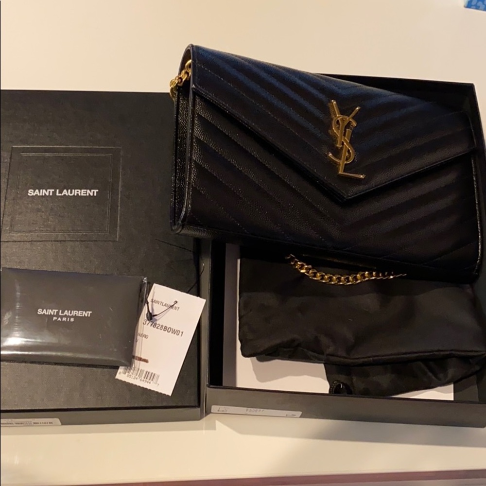 Sold!!! Saint Laurent medium monogram chain wallet